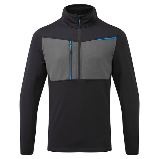Portwest WX3 Half-Zip Tech Fleece in stylish black.
