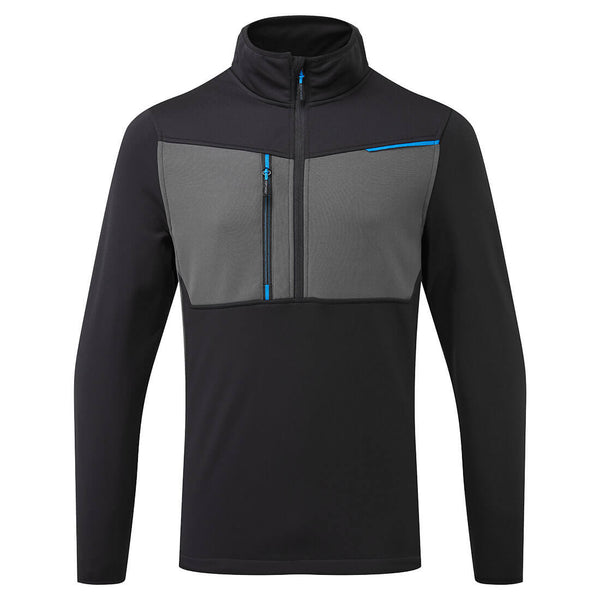 Portwest WX3 Half-Zip Tech Fleece in stylish black.