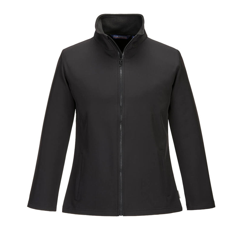Black two-tone work jacket with front zipper and reflective detailing