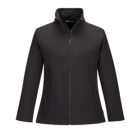 Black two-tone work jacket with front zipper and reflective detailing