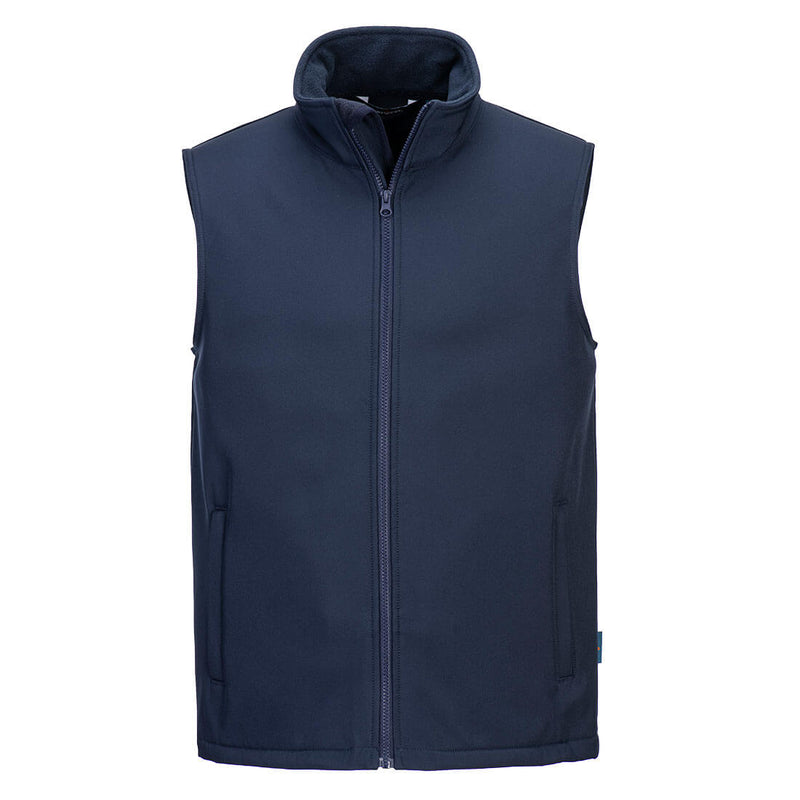 Navy technical work jacket with practical pockets and contrast trims
