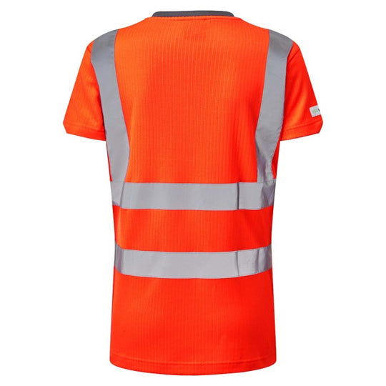 Women's hi-vis orange T-shirt by Leo Workwear with short sleeves