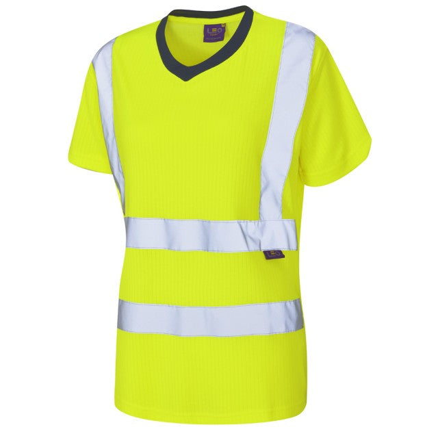 Women's hi-vis yellow short-sleeve T-shirt by Leo Workwear