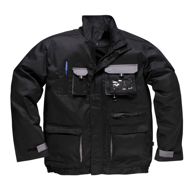 Portwest TX10 Texo contrast work jacket in black with multiple utility pockets