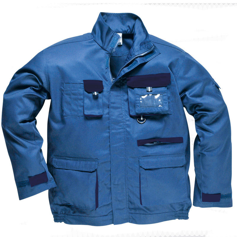 Portwest TX10 Texo contrast work jacket in royal blue with multiple utility pockets