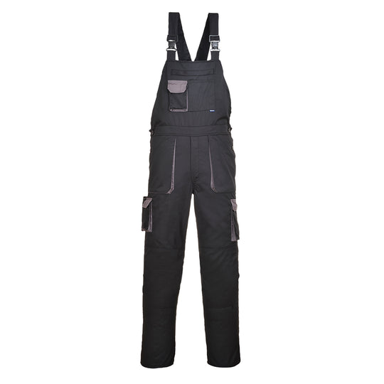 Portwest Texo Contrast Bib and Brace (TX12) in grey with black contrast panels for durability.