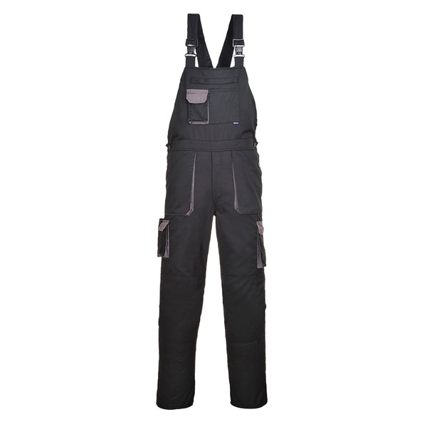 Portwest Texo Contrast Bib and Brace (TX12) in grey with black contrast panels for durability.