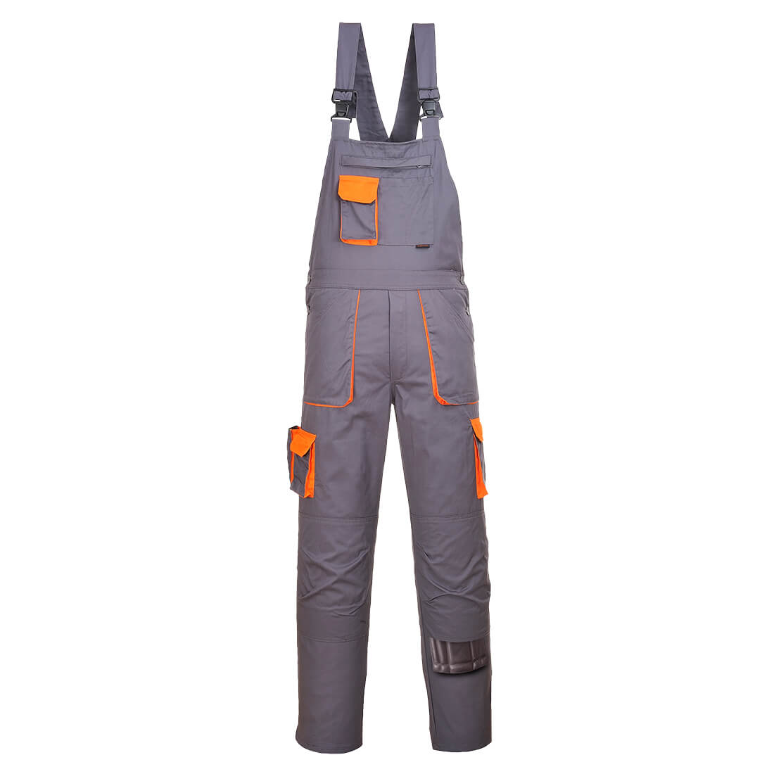Portwest Texo Contrast Bib and Brace (TX12) in grey, designed for comfort and functionality.