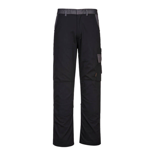 Portwest Munich heavy-weight black work trousers with durable twill fabric