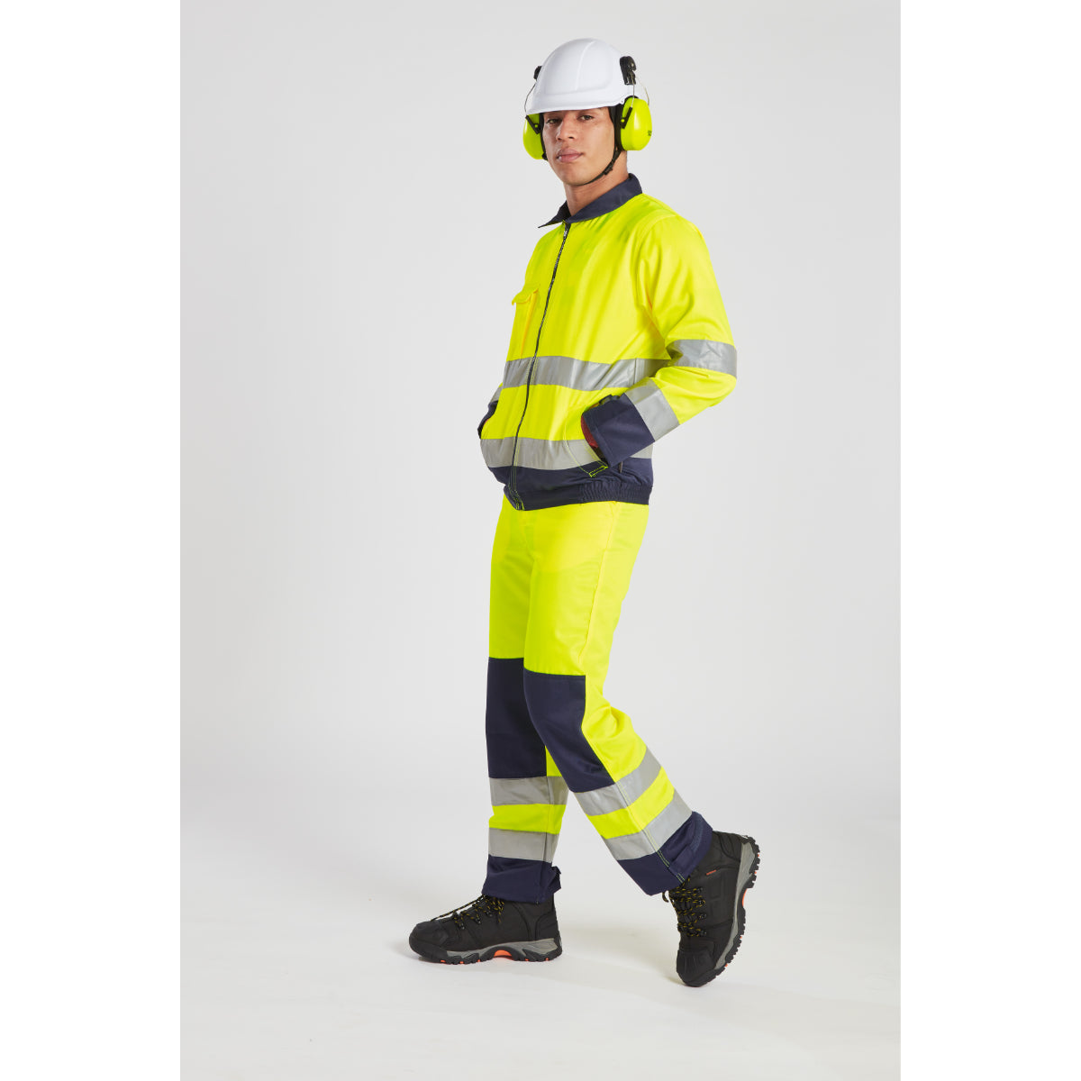 Group shot of Portwest safety clothing and gloves in industrial setting