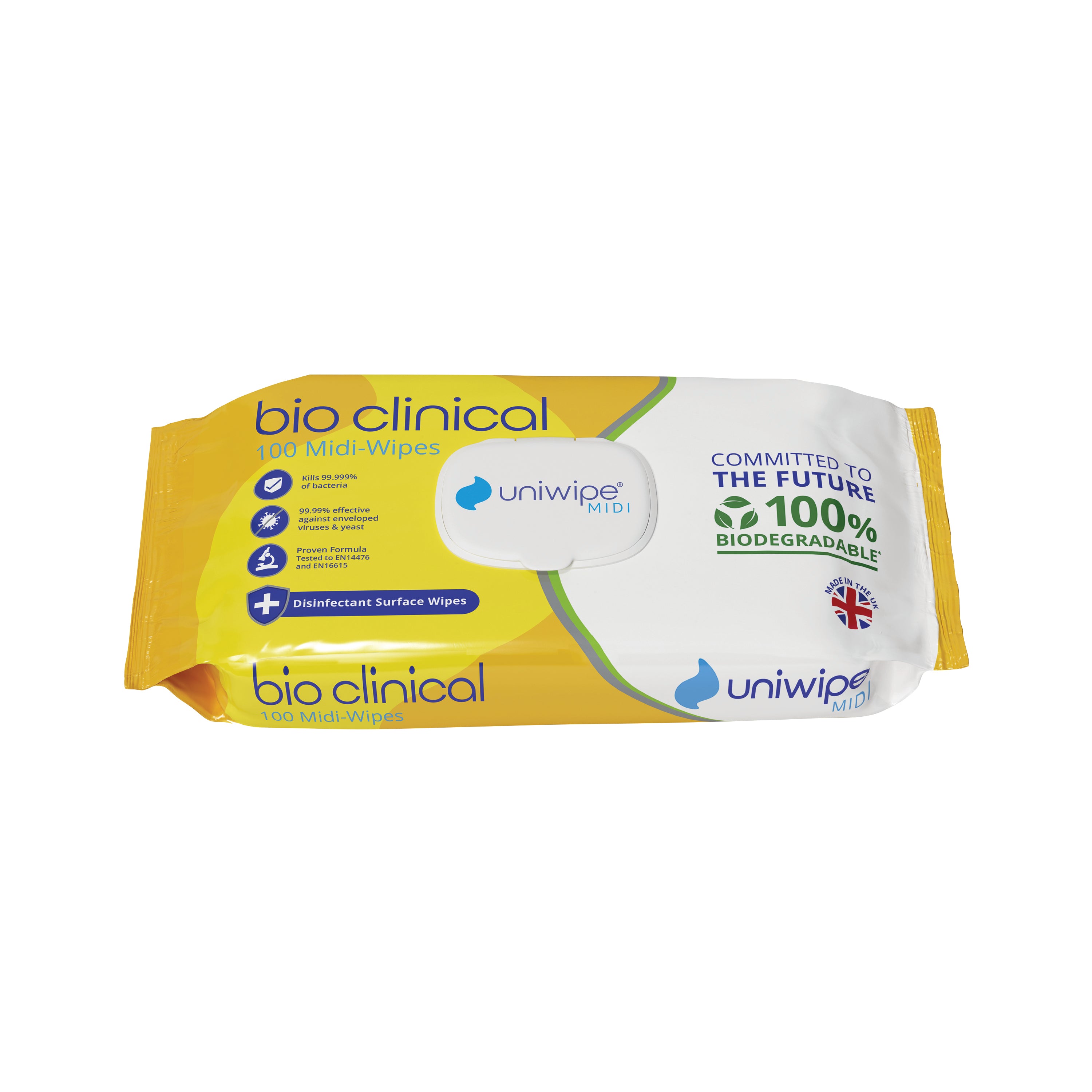 Uniwipe Bio Clinical Midi Wipes Biodegradable Wipes (Pack of 100) 1081