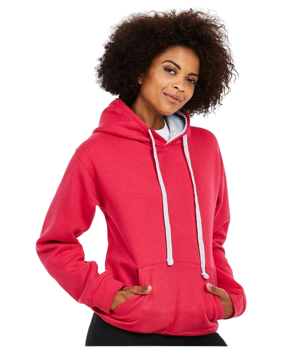 Uneek Contrast Hooded Sweatshirt UC507 - Black/Red