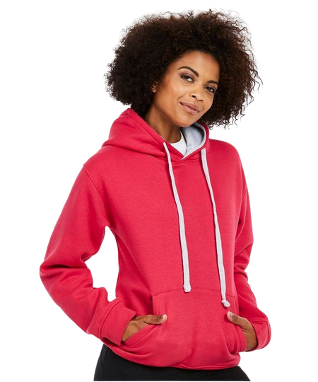 Uneek Contrast Hooded Sweatshirt UC507 - Black/Red