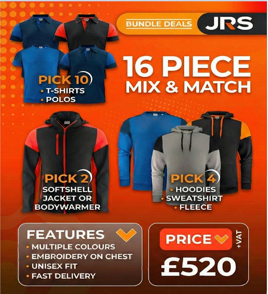 16 Item Printer Prime Premium Embroidered Workwear Bundle with Free Logo