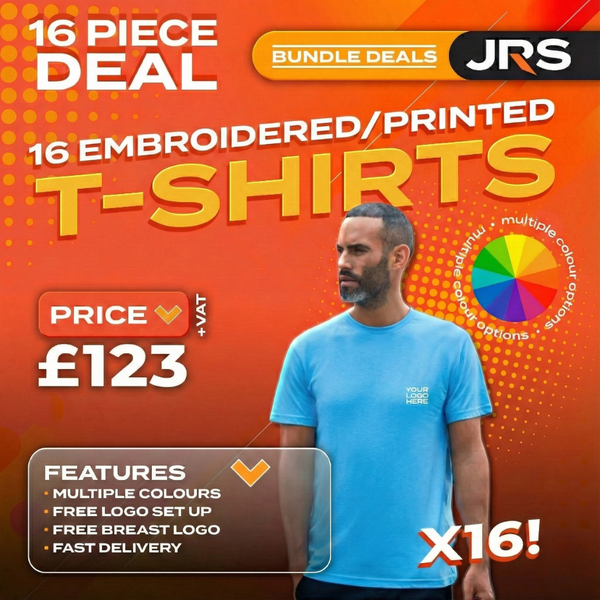 16 Personalised Embroidered Work T-Shirts with Free Logo