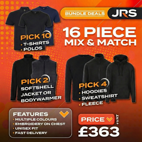 16 Item Russell Premium Quality Embroidered Workwear Bundle with Free Logo