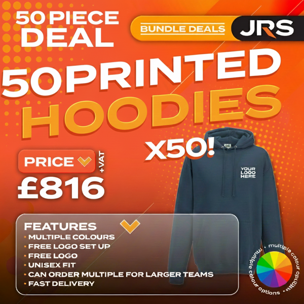 50x Personalised Embroidered Hoodies with Free Logo