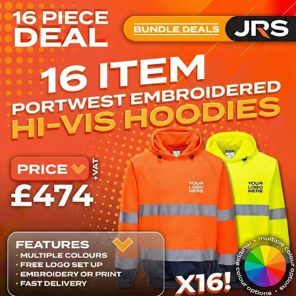 16x Portwest Embroidered/Printed Hi-Vis Hoodies Bundle Deal