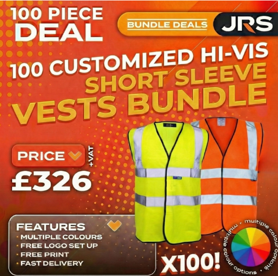 100x Short Sleeve Printed Hi-Vis Vest Bundle