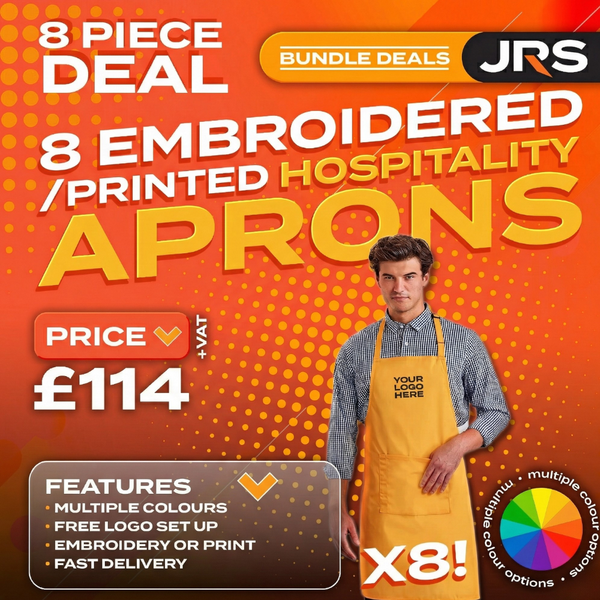 8x Embroidered/Printed Pocket Aprons - PR154