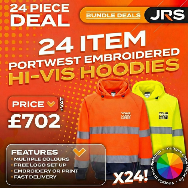 24x Portwest Embroidered/Printed Hi-Vis Hoodies Bundle Deal