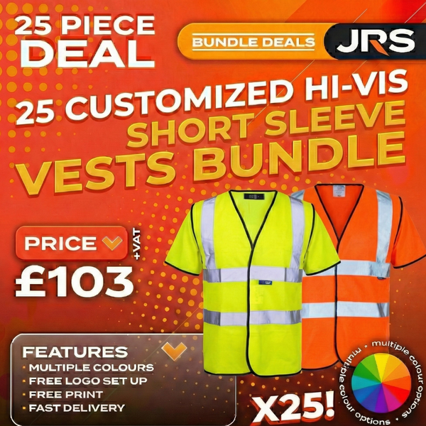 25x Short Sleeve Printed Hi-Vis Vest Bundle