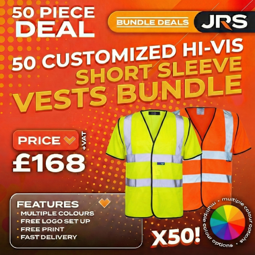 50x Short Sleeve Printed Hi-Vis Vest Bundle