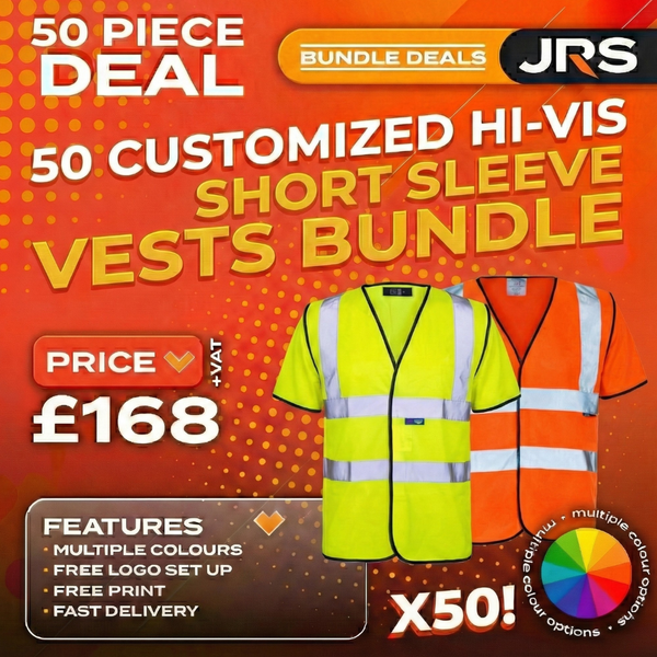 50x Short Sleeve Printed Hi-Vis Vest Bundle