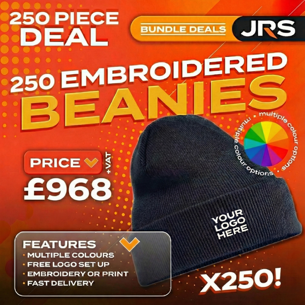 250x Embroidered Beanie Hats Bundle Deal