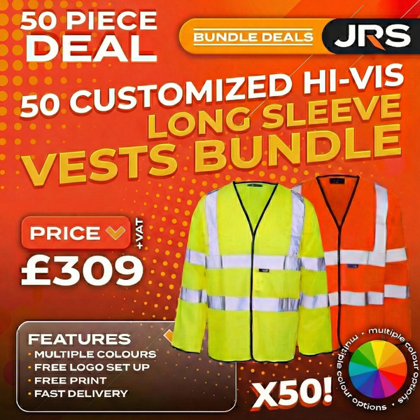 50x Long Sleeve Printed Hi-Vis Vest Bundle