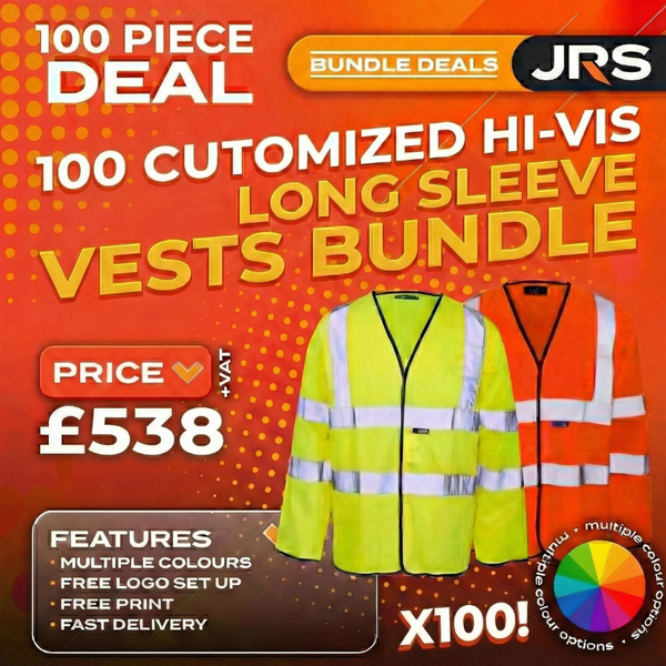 100x Long Sleeve Printed Hi-Vis Vest Bundle