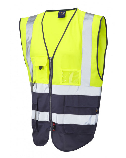 Leo Workwear Lynton Iso 20471 Cl 1 Superior Waistcoat - [CLEARANCE]