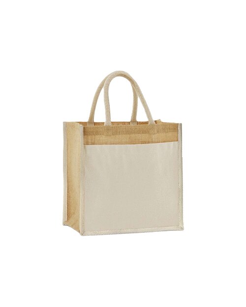 Westford Mill Cotton Pocket Natural Starched Jute Midi Tote