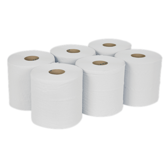 White 2 Ply Embossed Centrefeed Roll (Pack of 6 - 170mm x 150m)