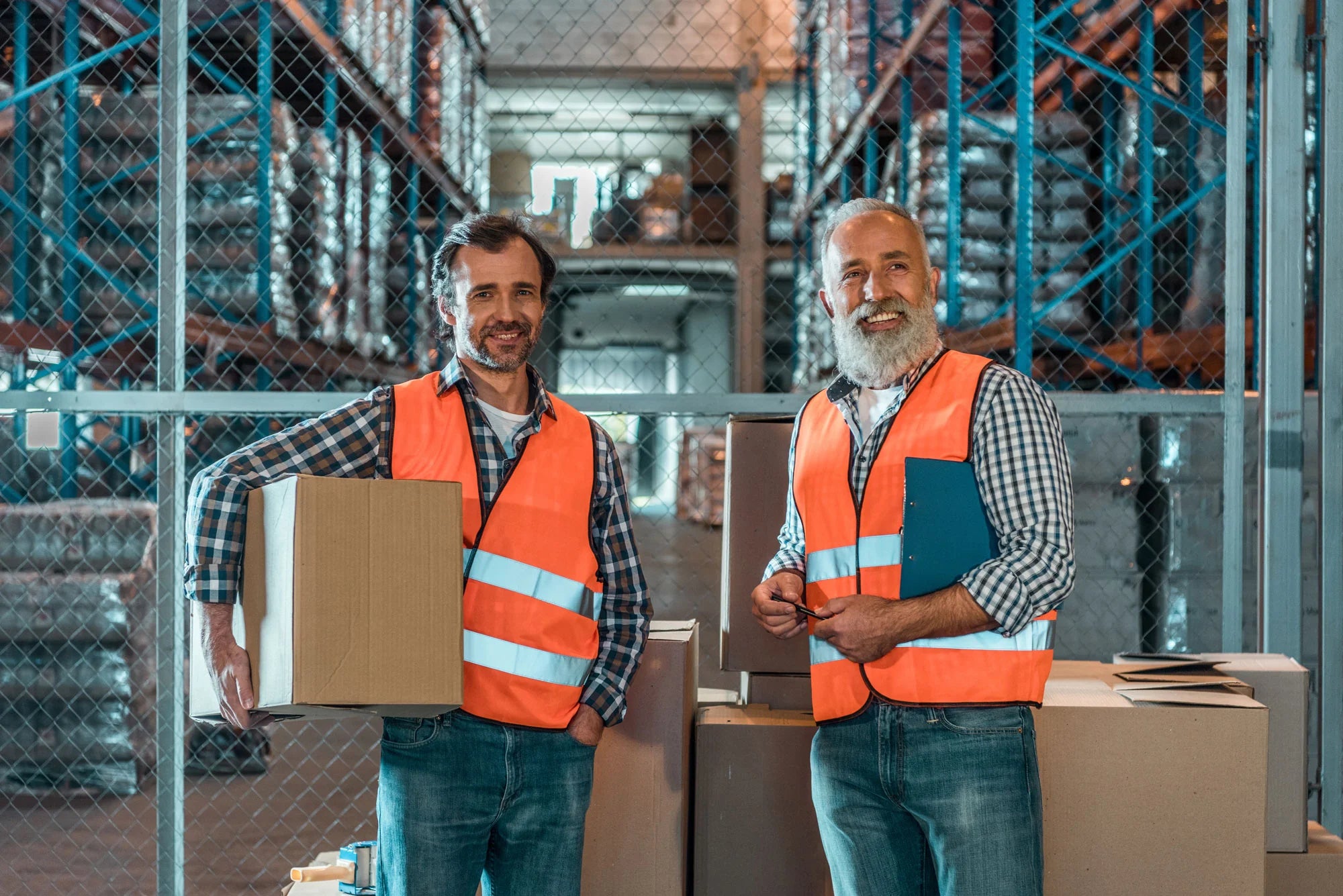 2 men with orange vest