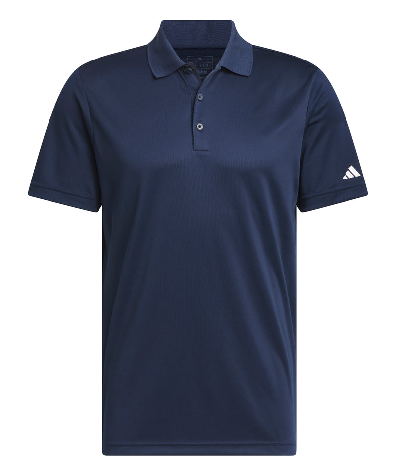 Adidas Performance polo shirt in a deep collegiate navy blue, made from breathable material.