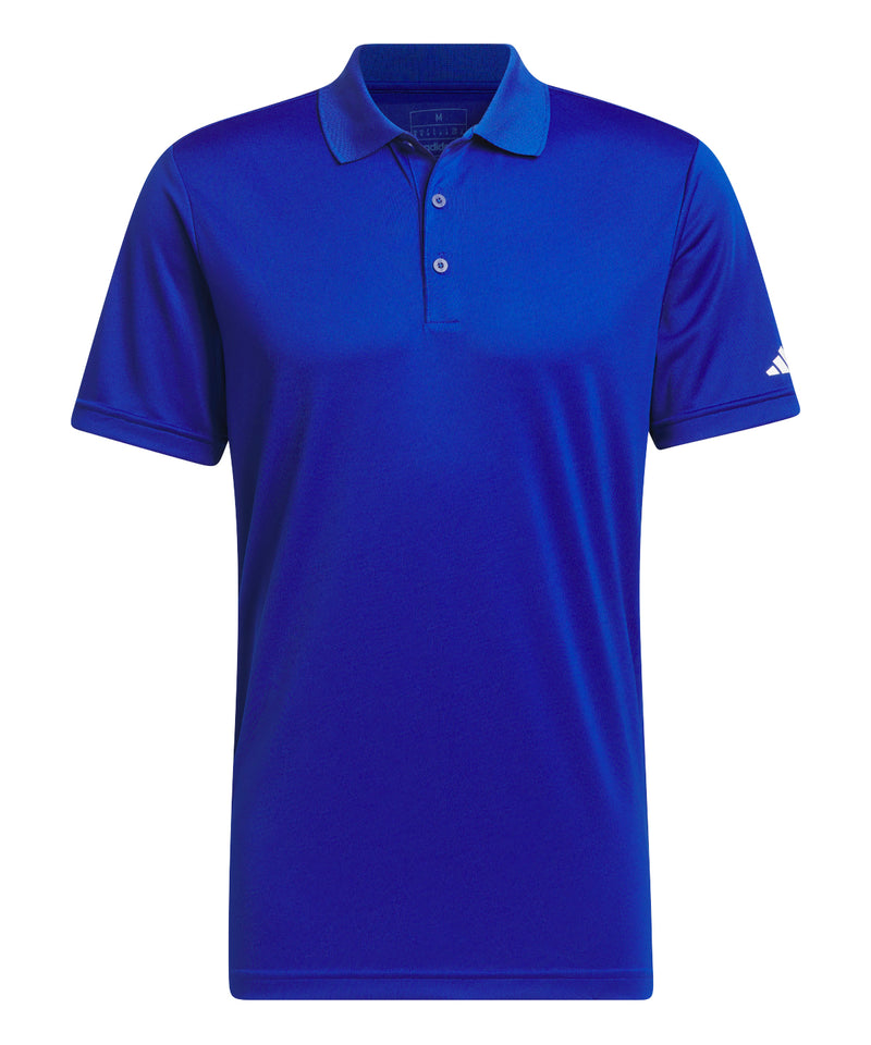 Adidas Performance polo in a vibrant collegiate royal blue.