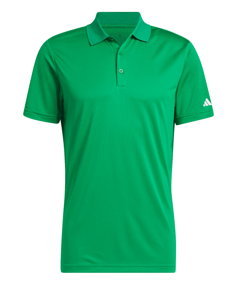 Adidas Performance polo shirt in a rich, dark green. Shown from the front.