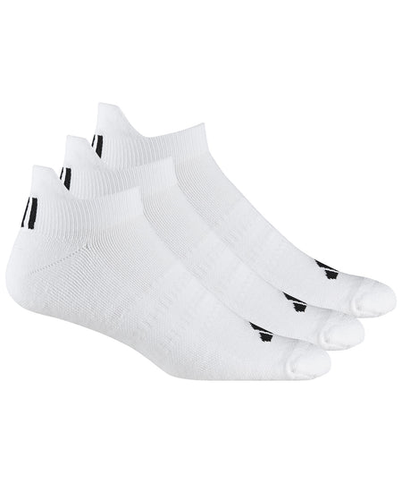Adidas ankle socks 3-pack in white, showing the ribbed cuff and logo detail.