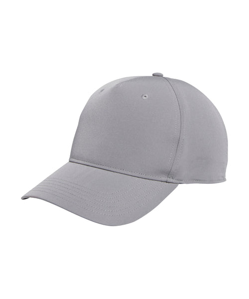 Adidas Golf Performance cap in a modern grey three color, featuring a pre-curved brim.