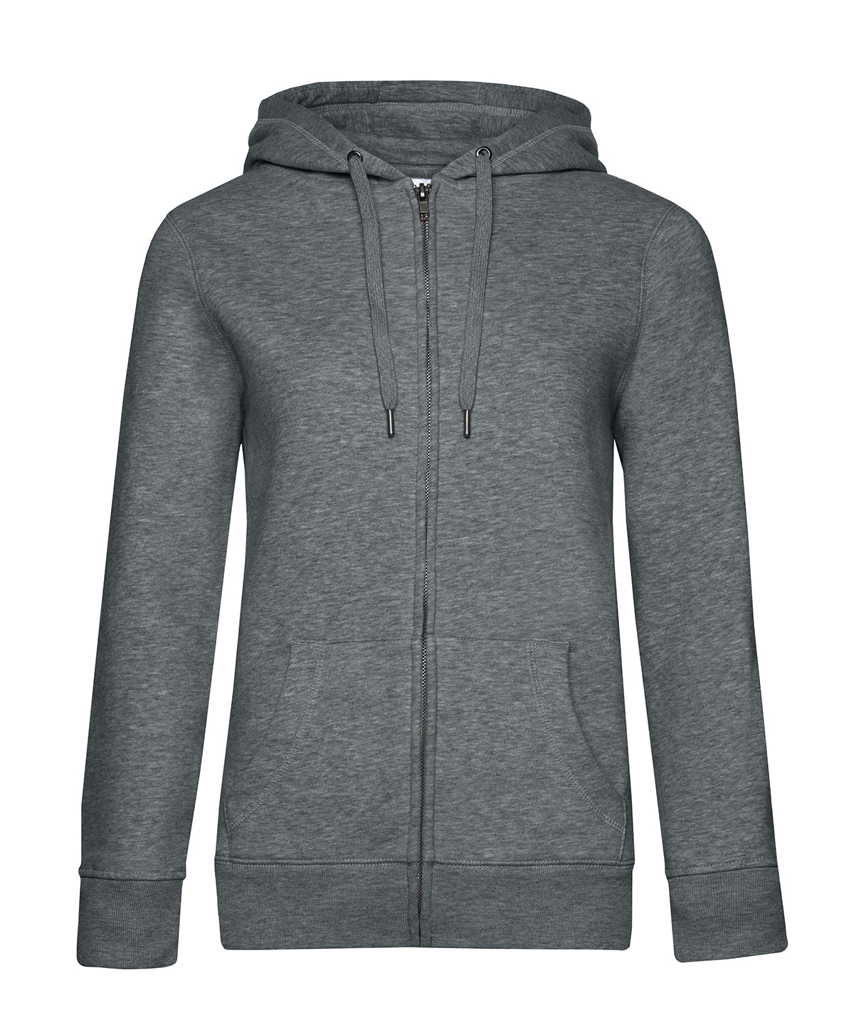 B&C Collection Queen zipped hoodie B012F in heather mid-grey