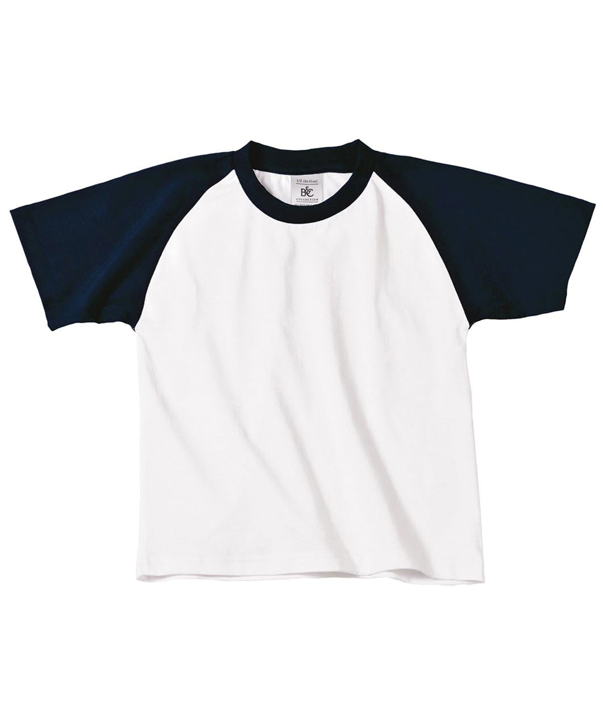 B&C Collection kids' baseball t-shirt B111B in white and navy