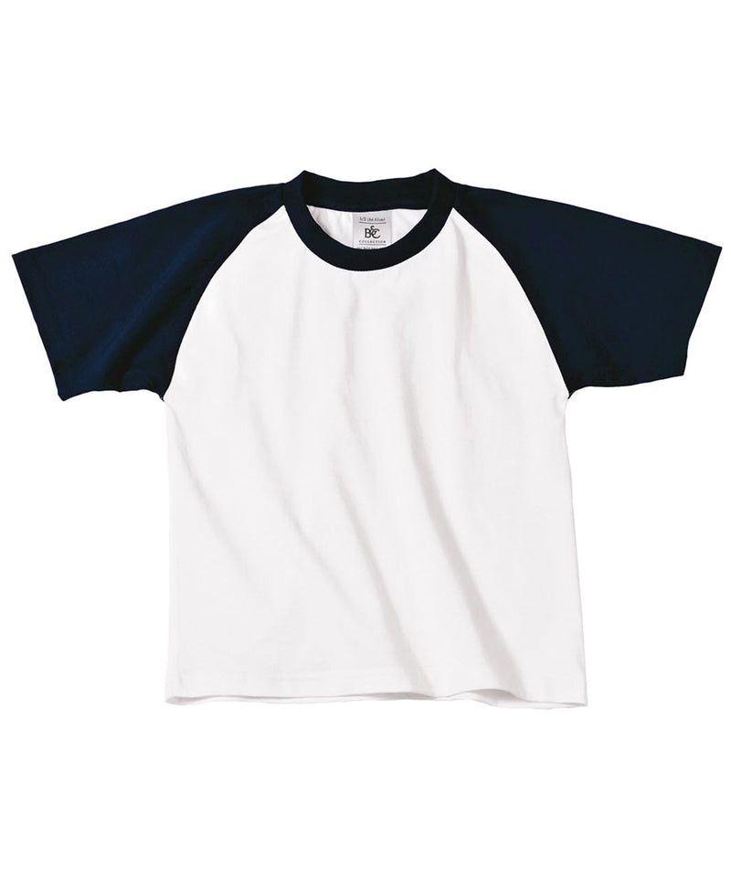 B&C Collection kids' baseball t-shirt B111B in white and navy