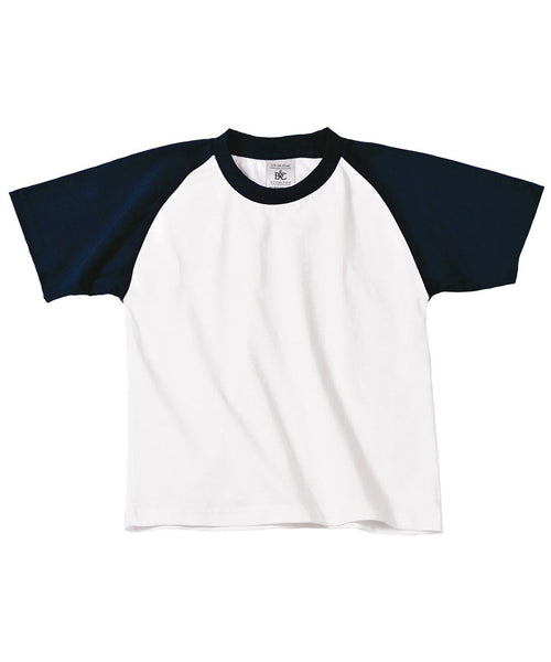 B&C Collection kids' baseball t-shirt B111B in white and navy