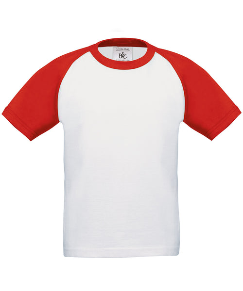 B&C Collection kids' baseball t-shirt B111B in white and red