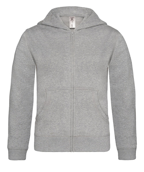 B&C Collection kids' hooded full-zip hoodie B421B in heather grey