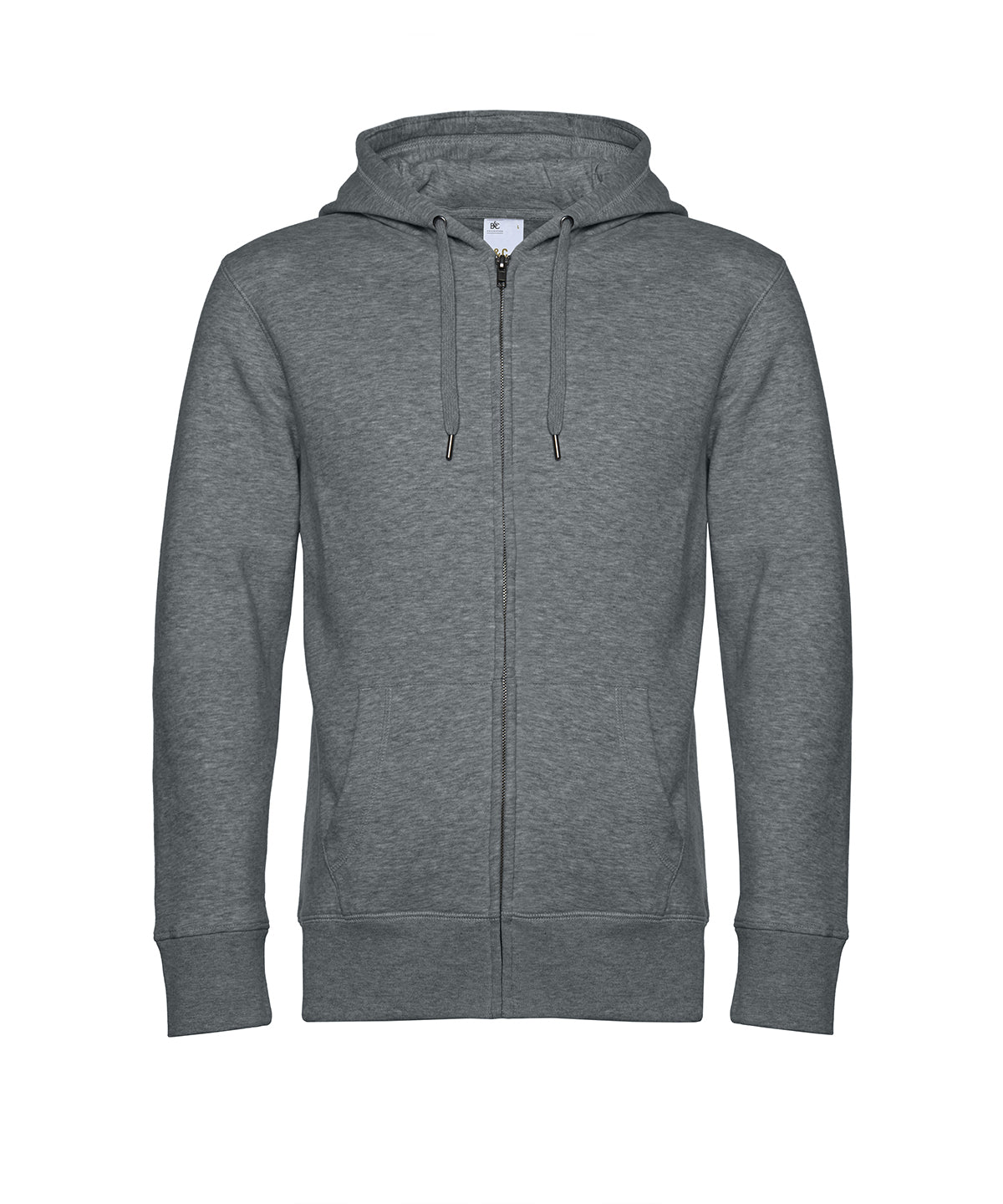 B&C Collection King zipped hoodie BA012 in heather mid-grey