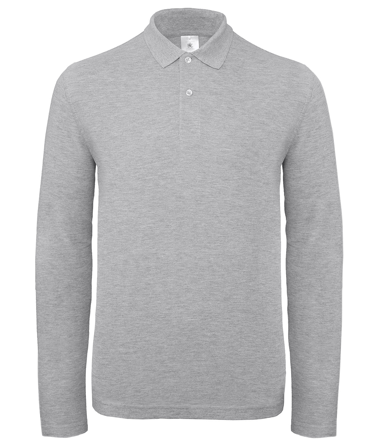 B&C Collection ID001 LSL polo shirt BA290 in heather grey