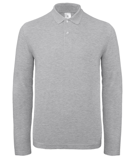 B&C Collection ID001 LSL polo shirt BA290 in heather grey