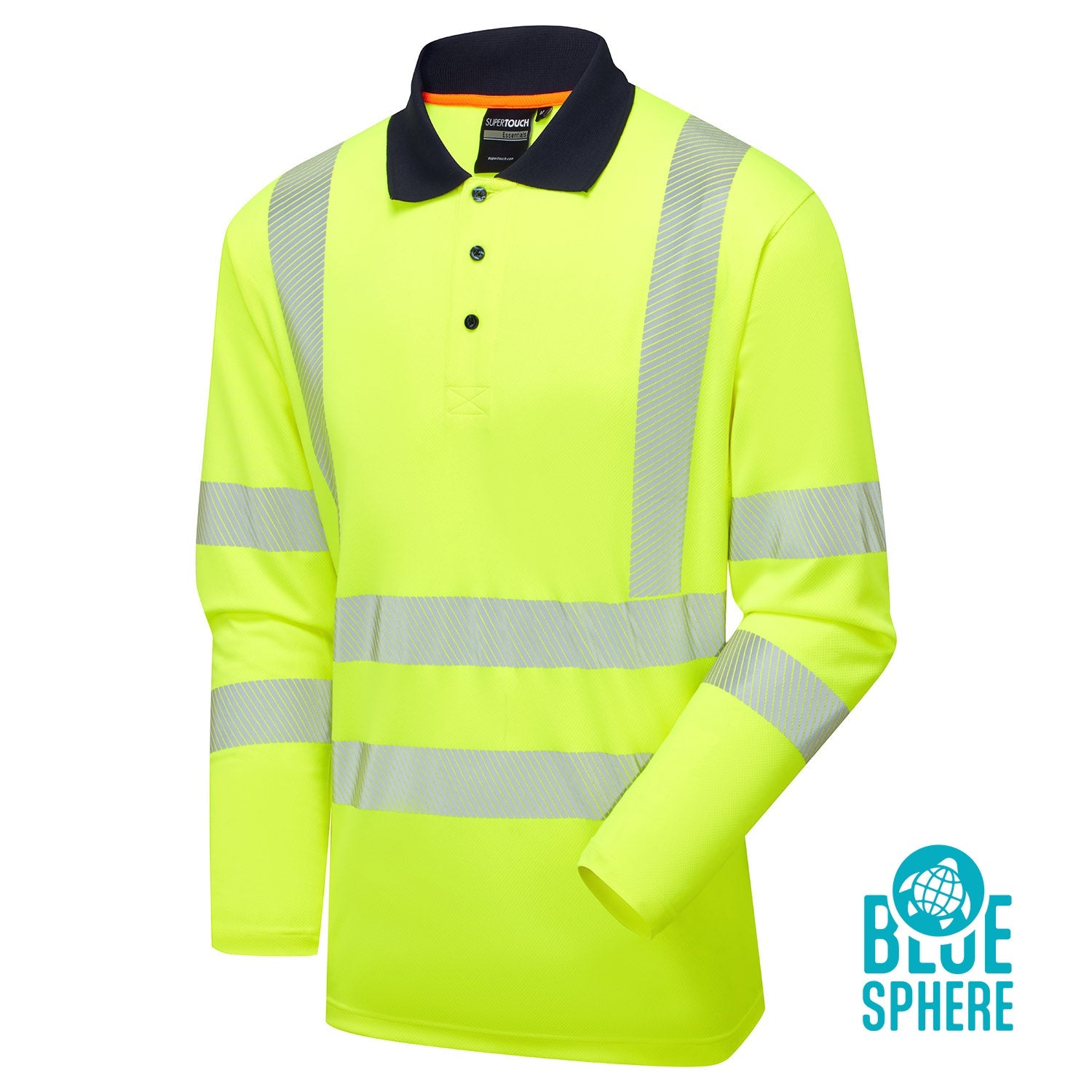 Supertouch Essentials Hi-Vis Eco CoolMax Long Sleeve Polo
